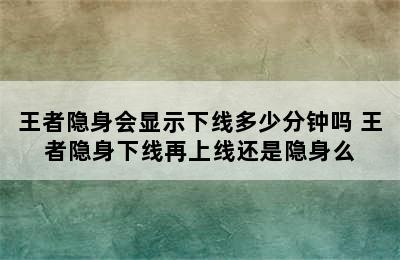 王者隐身会显示下线多少分钟吗 王者隐身下线再上线还是隐身么